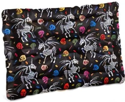 Pet Bed Gothic Unicorn Skeleton Skull Dog Bed Mat Absorbing Non Slip Pad Pet Sleeping Mat for Small, Medium, and Large Dogs Puppy Cat 36 in x 24 in