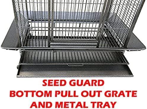 Extra Large Elegant and Durable Wrought Iron Play Top Bird Parrot Cage for African Grey Small Quaker Amazon Parrot Cockatiel Sun Parakeet Green Cheek Conure Dove Cockatoo Rolling Stand