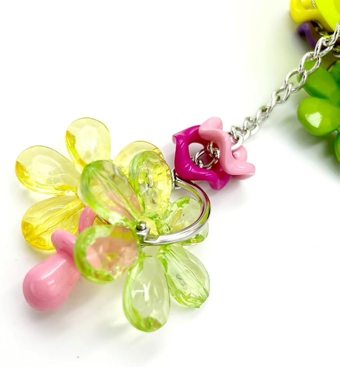 Pullable Bird Plastic Ball Toys with Acrylic Pacifiers and Flowers, Colorful Parrot Toys for Medium and Large Parrot Quaker Monk Parakeet Sun Conures (Light Green)
