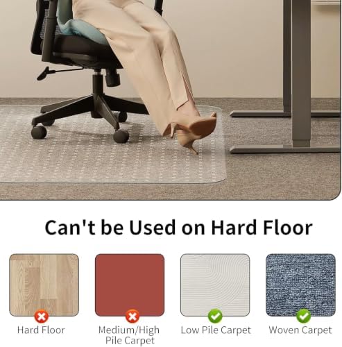 Office Chair Mat for Low Pile Carpet, 48" x 60" Clear Heavy Duty Chair Mat