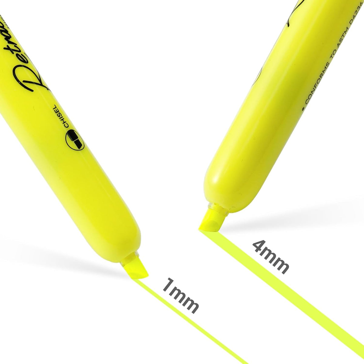 WRITECH Retractable Highlighters Chisel Tip: Fluorescent Yellow Ink Highlighter Marker Pens No Bleed & Smear Pack for Home School Office (12ct Yellow) (Pack of 2)