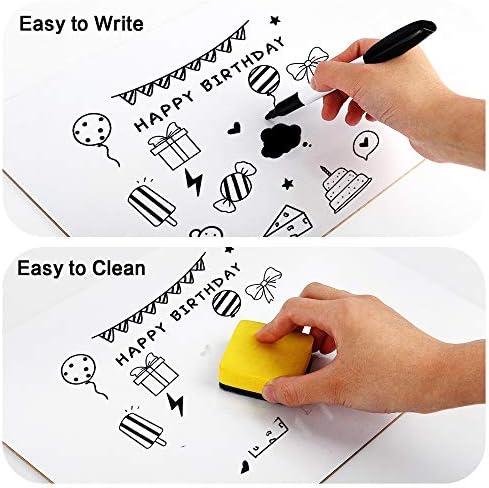 Dry Erase Lapboards, HERKKA 35 Pack Double Sided Dry Erase Lap Boards 9 x 12.5 Inch, 35 Markers, 35 Erasers, Small Dry Erase Boards for Students Classroom Teacher Supplies