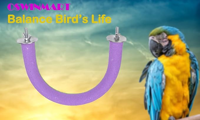 2Pcs 6.1Inch Purple U Shape Rough-surfaced Sands Stick Bird Perches Bird Cage Perches Toy for Regular to Large Bird Amazon, Grey Parrots, Parakeets,Macaw