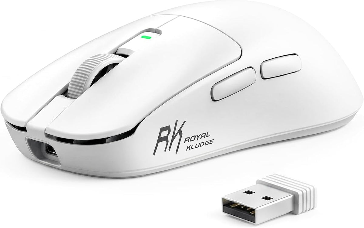 RK ROYAL KLUDGE MO3 Wireless Gaming Mouse, 48g Lightweight PC Mice, White