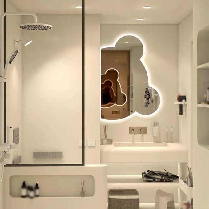 LTSRLL LED Vanity Mirror Cute Bear Decorative Mirror