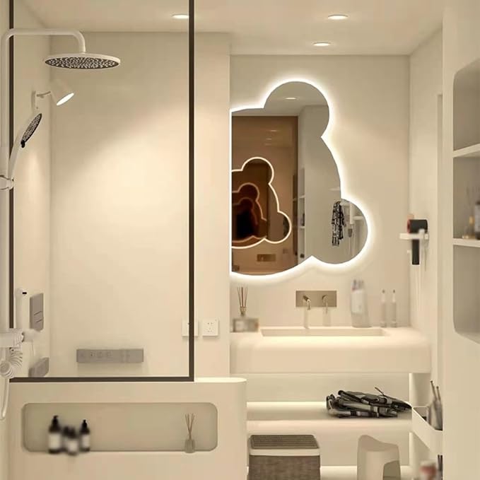 LTSRLL LED Vanity Mirror Cute Bear Decorative Mirror