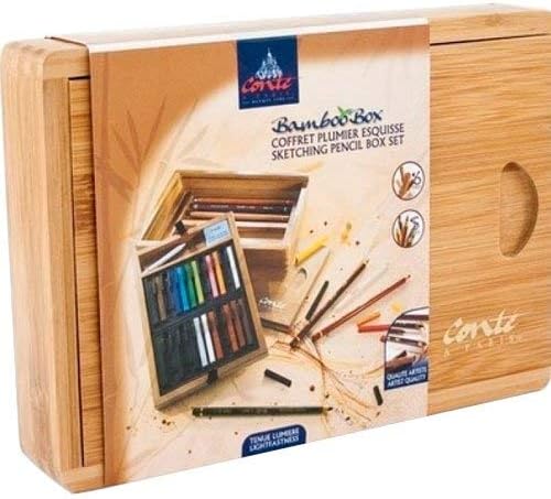 Conté à Paris Pastel Carré & Sketch Pencil Wood Box, Set of 30, Assorted