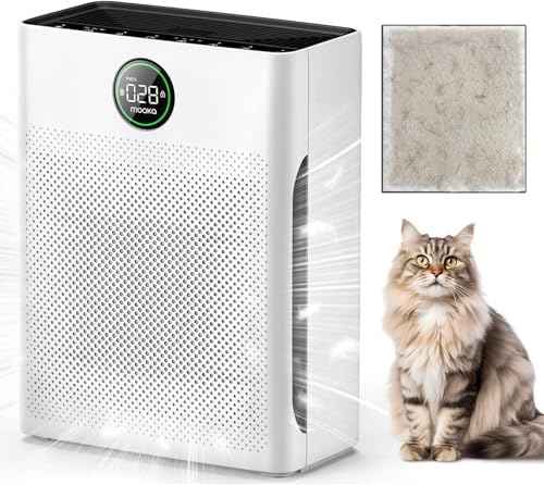 Air Purifiers for Home Large Room up to 2200sq.ft, MOOKA Air purifier for Home Pets with Washable Filter, PM 2.5 Display Air Quality Sensor Air Cleaner for Bedroom, Dorm room, Pets, Office PR1 (White)