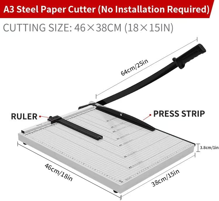 18 Inch Guillotine Paper Cutter, Heavy Duty Trimmer with Safety Lock