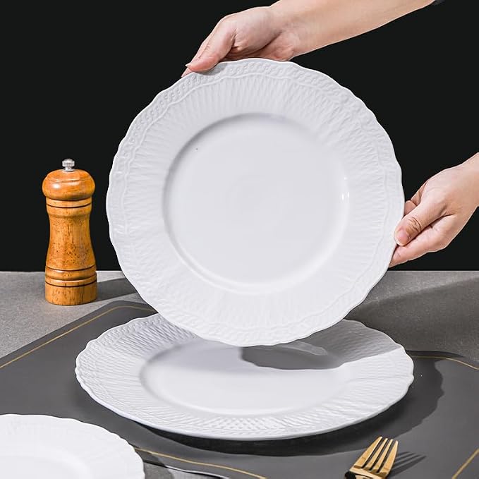 10 Inch Porcelain Dinner Plates Set of 4, Dishwasher safe, Microwave safe