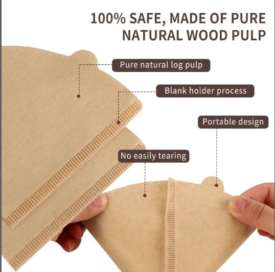 Coffee Filters #4，Cone Coffee Filter 8-12 Cup，200 Unbleached Natural Coffee