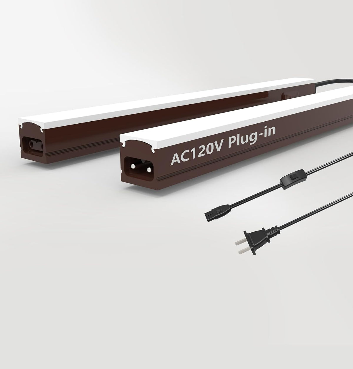Leetdud Under Cabinet Lighting Plug in, 32 Inch 2 Pcs, Linkable AC120V 3CCT 3000K/4000K/5000K Ultra Slim, LED Under Cabinet Lights for Counter Light, Kitchen, Shelf, Sink, Workshop, Desk, Bronze