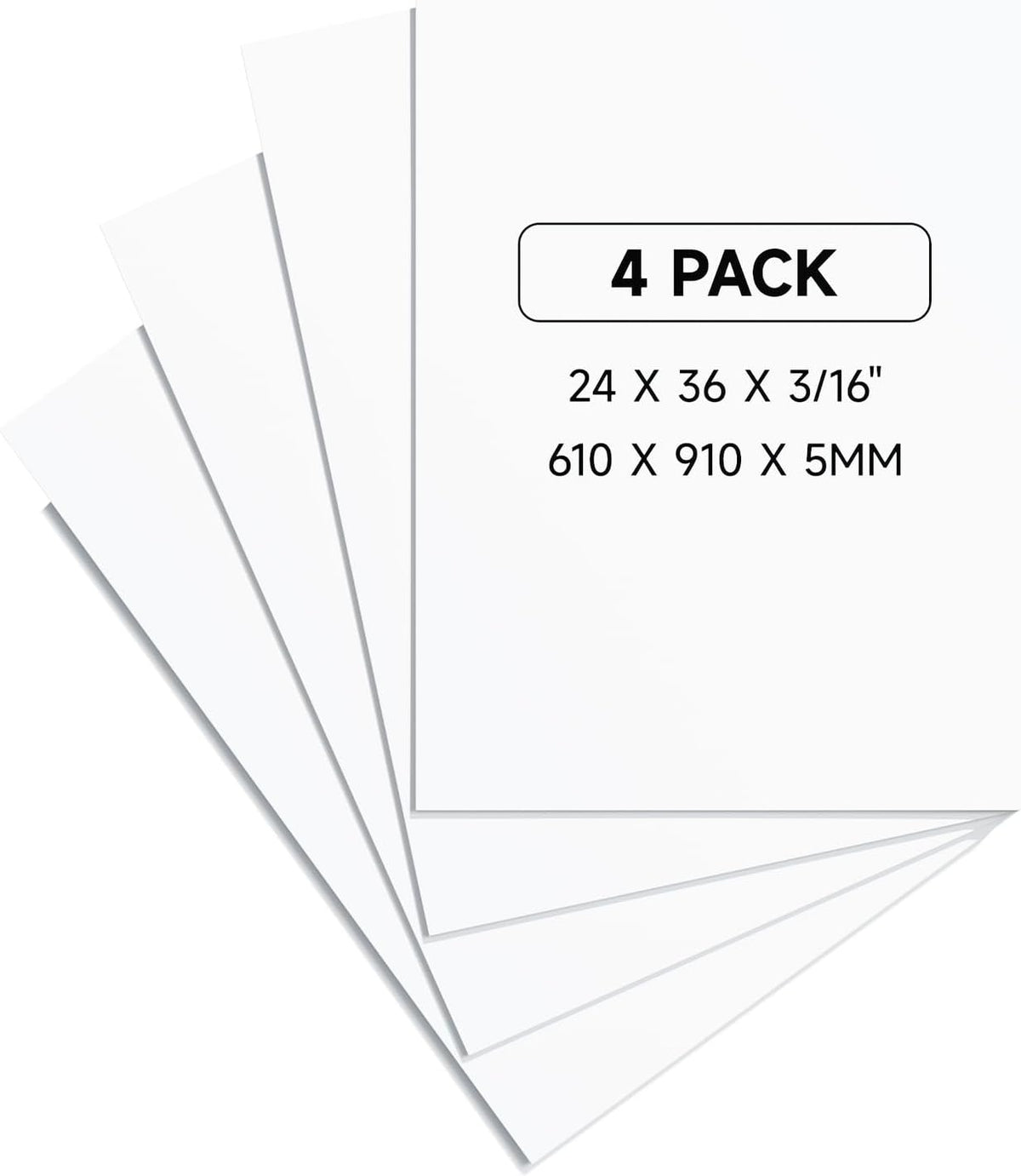 24x36" Foam Core Board 4 Pack, 5MM Thick Poster Board, White