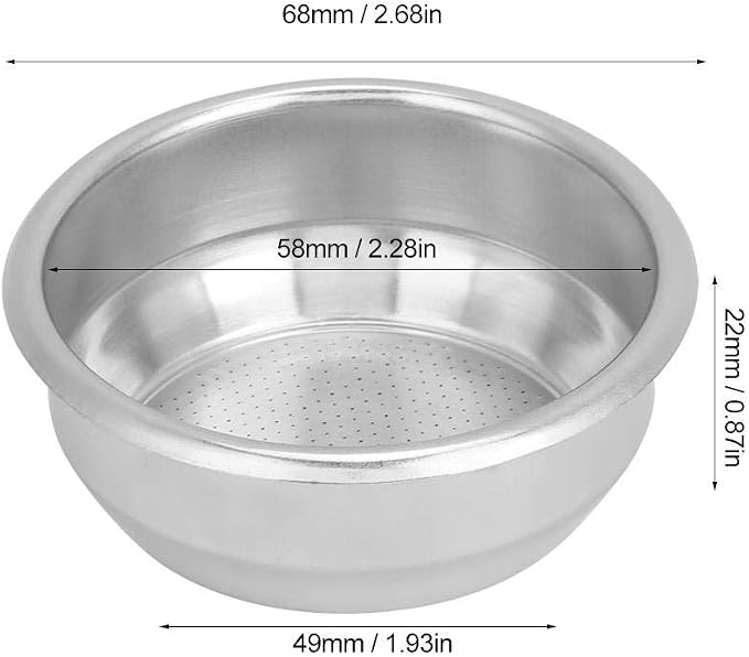 Fdit 58mm Stainless Steel Coffee Filter Basket Single Layer Double Doses Filter