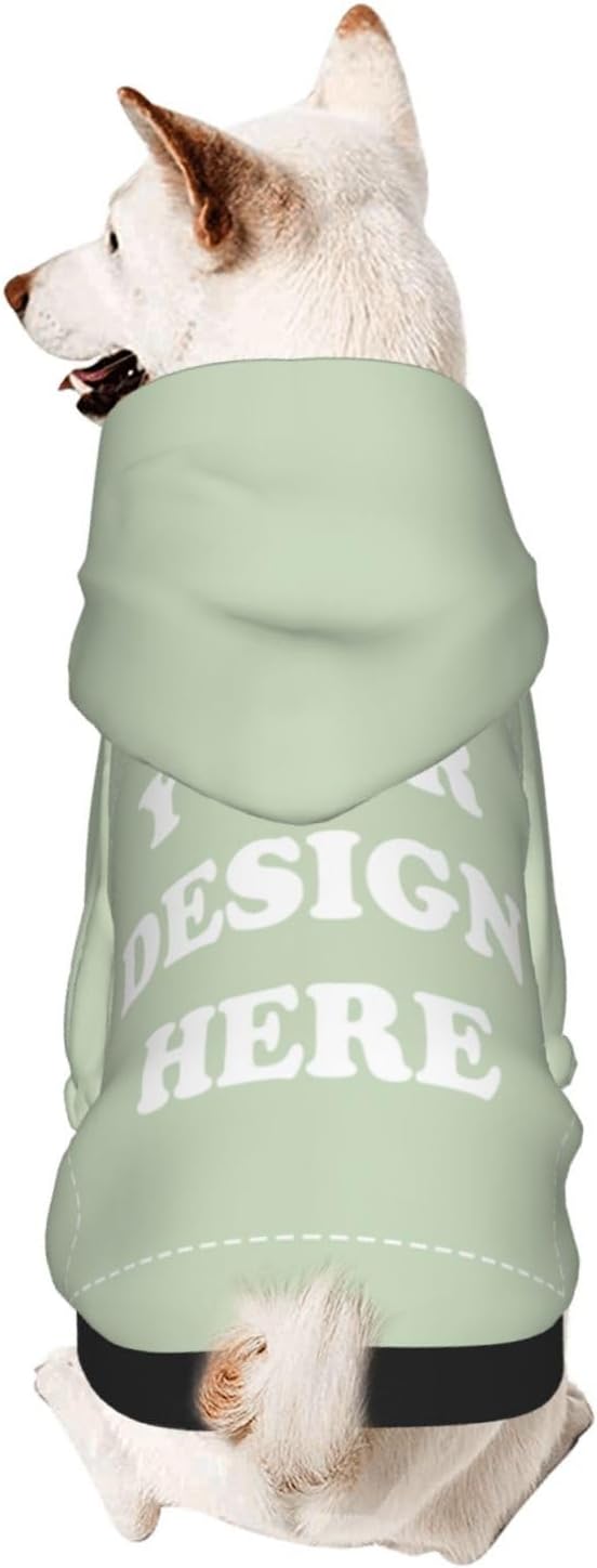 Personalized Chihuahua Dog Hoodie, Custom Pet Warm Sweatshirt Costume with Name Number Photo, Customize ID Clothes for Pupppy Kitten Dogs Cats, LightGreen, M