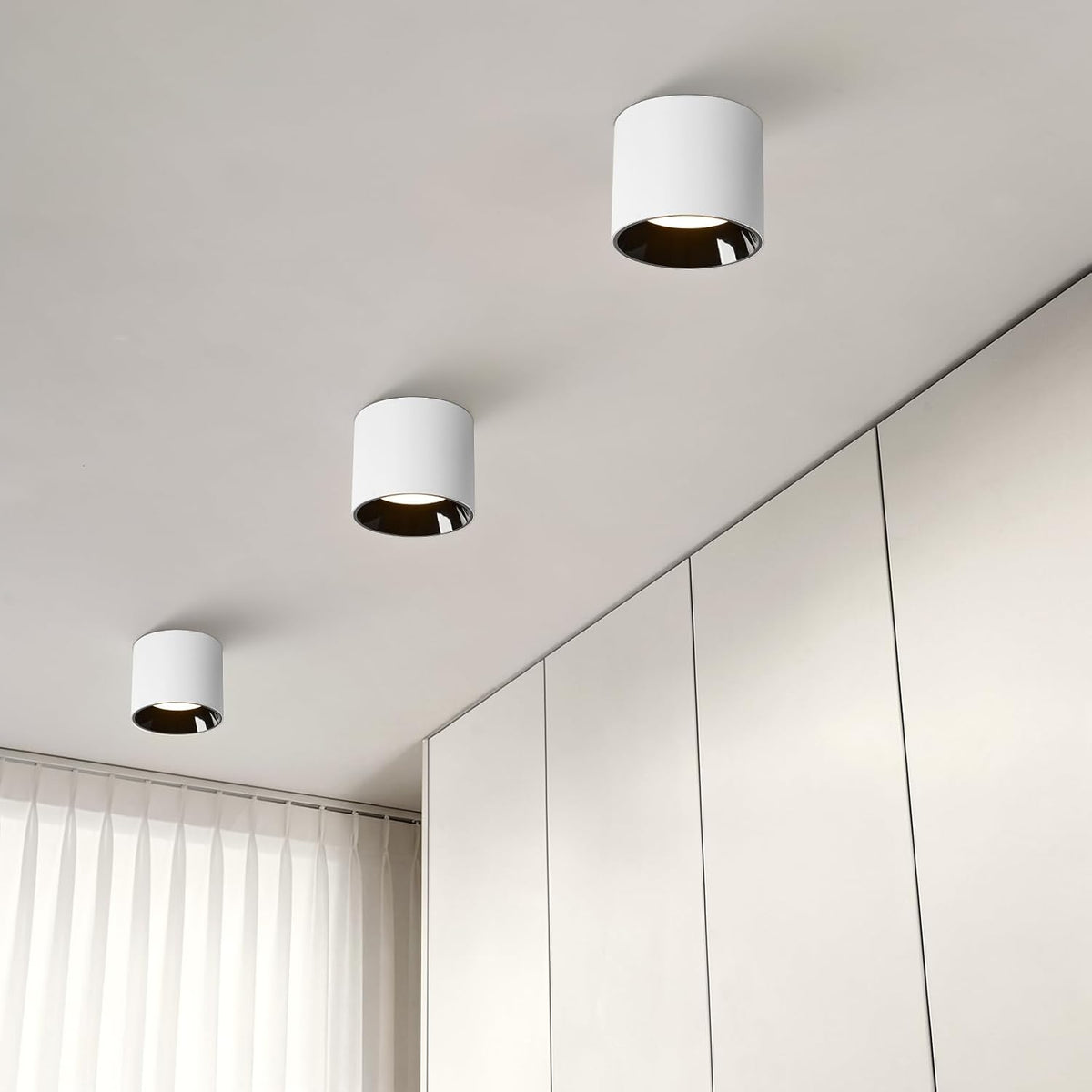 Flush Mount Ceiling Light Fixture, 3 Pack LED White Cylinder Lights