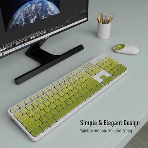 Wireless Keyboard and Mouse Combo, Rechargeable - Green