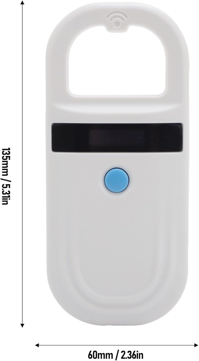 Pet Microchip Scanner, USB Interface Dual Frequency Animal Chip Scanner, Microchip Reader with Rechargeable Battery and Compact Design for Dogs, Cats, Pigs (White)