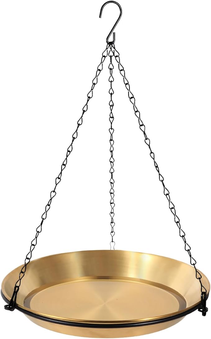 Hanging Bird Bath Bird Feeder Bowl with 16.3 inch Iron Hanging Chain Detachable Outdoor Decor for Garden Backyard Patio and Deck - Perfect for Attracting Birds