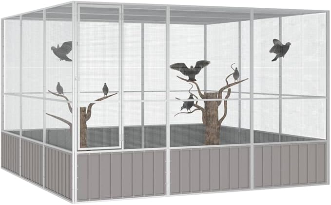 Tidyard Large Galvanized Steel Bird Cage, Spacious Rectangular Design for Outdoor Use, Ideal for Budgies and Parrots