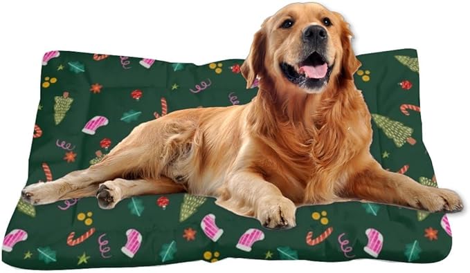 Holiday Candy Cane Dog Bed Crate Pad Easy to Wash Dog Bed Outdoor Pet Cozy Cat Non- Slip Bottom Friendly Furniture Multi- Scenario Mat for Dogs Gift Printed Cat Pad 36× 24 Inch