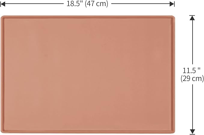 Dog Food Mat,Silicone Waterproof Food Tray,Non Slip Pet Bowl Mats Placemat,0.6" Raised Edge,Suitable for Most Small and Medium Sized Pets,18.5" x 11.5"