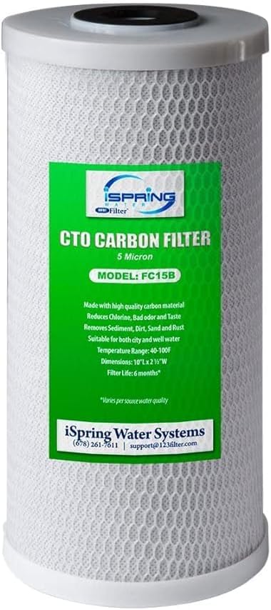 iSpring FC15B High Capacity Activated CTO Carbon Block Filter