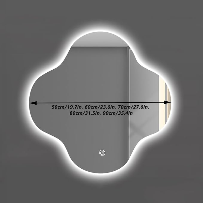 Irregular Bathroom Mirror with LED Light, Wall Mounted Mirror with Demister Pad