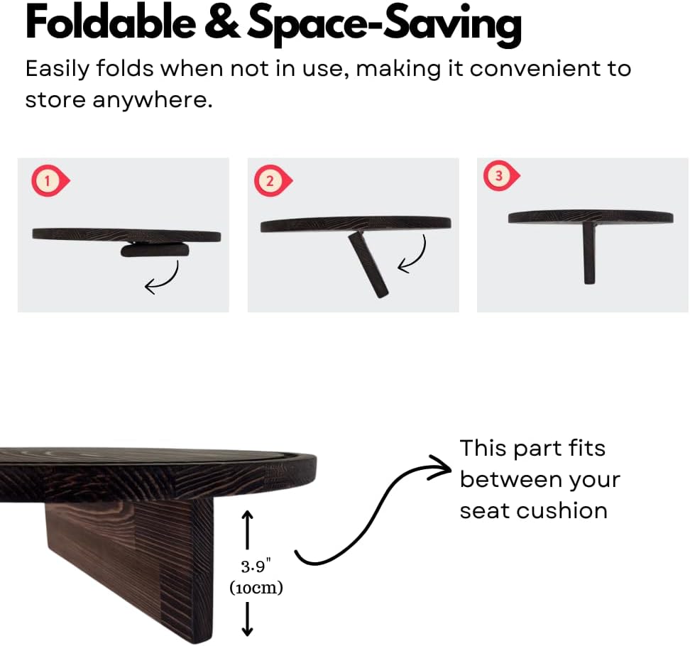 Sofa Tray – Wooden Foldable Sofa Tray Table for Seat Cushion, Perfect for Coffee & Remote Control, Solid Wood Sofa Tray Table, Solid Spruce Couch Table (Cape Town, Small 12")