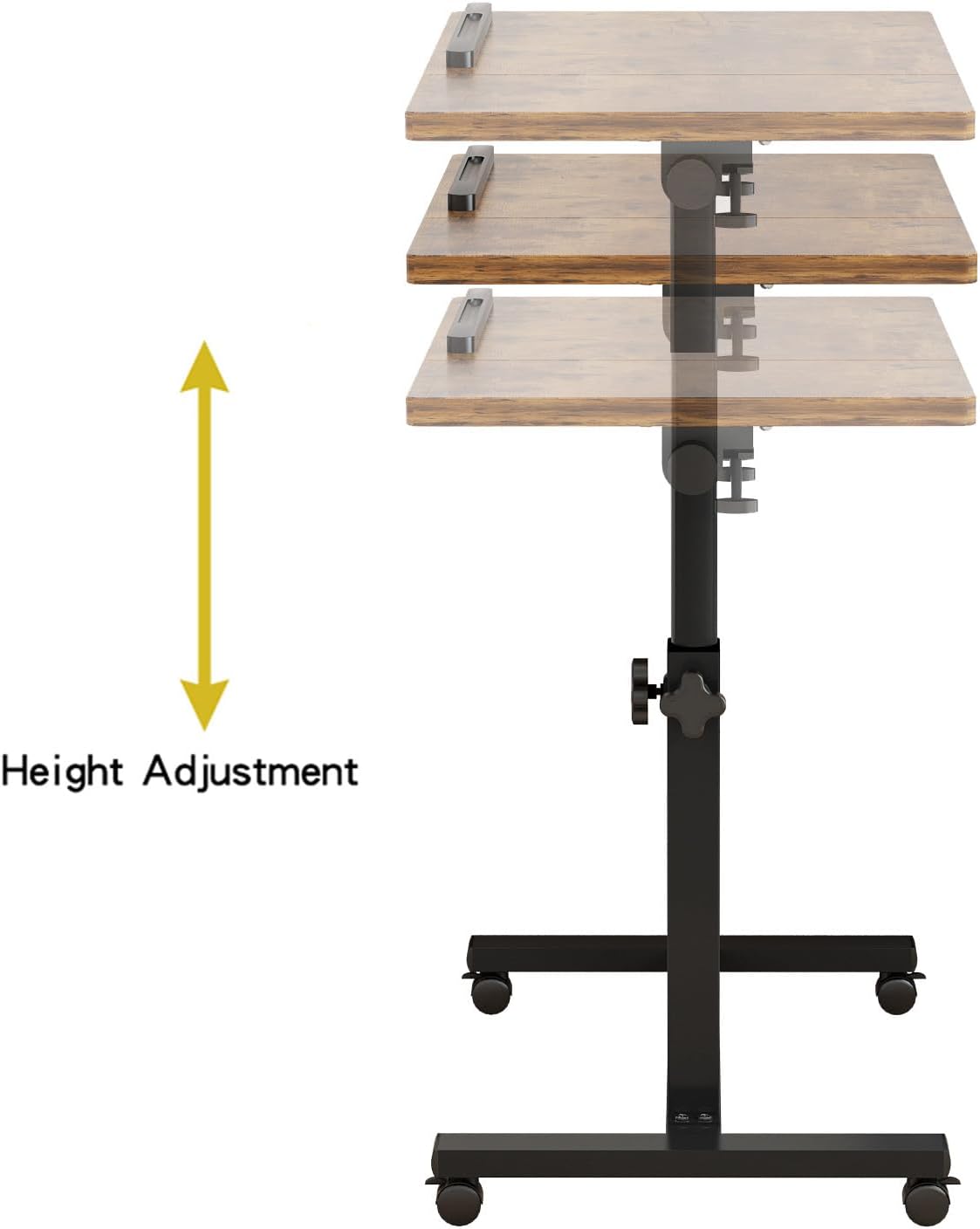 TigerDad Adjustable Overbed Table with Wheels, Rolling Laptop Bed Desk for Home Hospital Use, Height & Tilt Adjustable Mobile Table for Eating, Working, Reading in Bed or Sofa