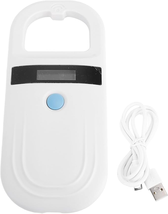 Sorandy Rechargeable EMID FDX B Portable Pet Microchip Scanner, Pet Chip Scanner, OLED Display with 134.2KHz, 128 Sets of Data, Ideal for Animal, Pigs, Dogs, Cats (White)