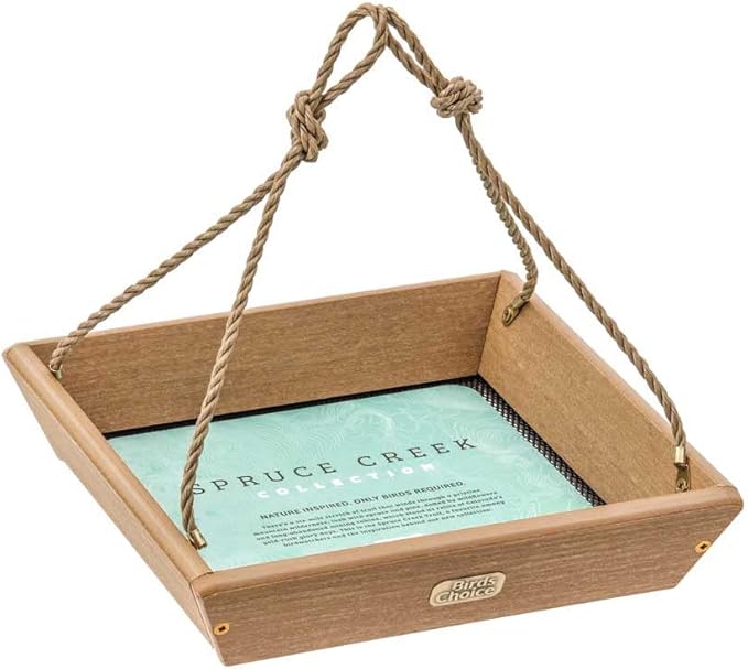 Birds Choice SCHPF100 Hanging Tray Bird Feeder, Spruce Creek Collection, Recycled Plastic,Natural Teak