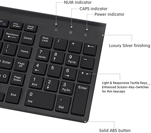 Fonicer Wireless Keyboard and Mouse Combo with USB C & USB A Receiver-Full Size Type c Keyboard and Mouse Compatible