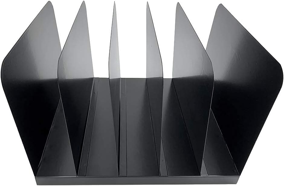 Huron Vertical 5 Slot Steel Desk Organizer/Sorter, Black