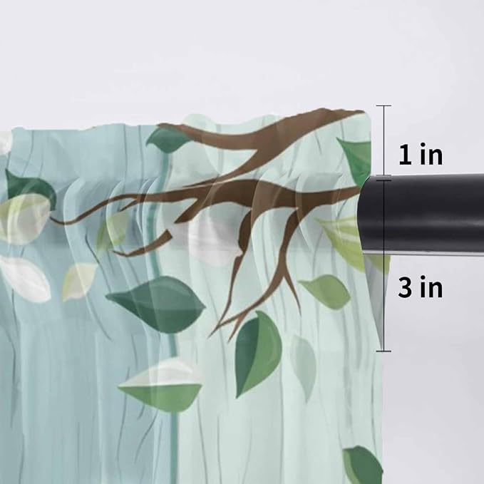 Easter Sheer Valances for Windows 42"x12", Light Filtering Kitchen Curtains