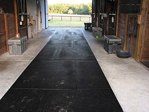 American Floor Mats - Heavy Duty Stall Tiles - Stable/Horse Tiles - Thick, Durable Rubber Flooring Solid Black 8' x 8' Set 3/8" Thick (16 Tiles Total)