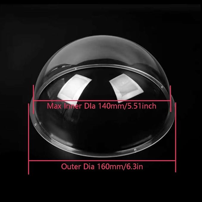 LOTOWELZON 5.5inch Acrylic Replacement Transparent Clear Camera Dome Cover Security Camera Housing Pet Dog Fence Window Skylight Window (ID140mm*H70mm/5.5 * 2.75in)