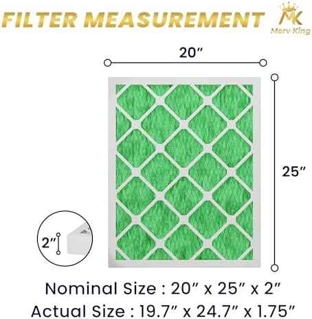 MervKing 20x25x2 Air Filter Actual Size: 19.7" x 24.7" x 1.75" MERV 13 MPR 1500-1900 | MADE IN USA | 4-Pack | Pleated HVAC AC Furnace Replacement