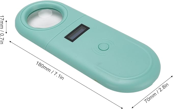 Pet Chip Reader Handheld with Magnifier and LED Light for Animal Identification Applications - USB Charging Portable Animal Chip Scanner for DogCatHorse - Green ABS Material