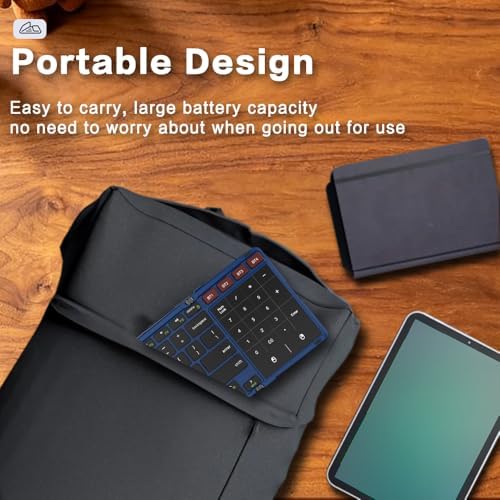 JOMAA Foldable Bluetooth Keyboard, 4-Channel Wireless, Multi-Device Rechargeable with Touchpad and Numeric pad Travel Portable Keyboard for Laptop, Tablet Phone, Windows, Mac, Android, iOS
