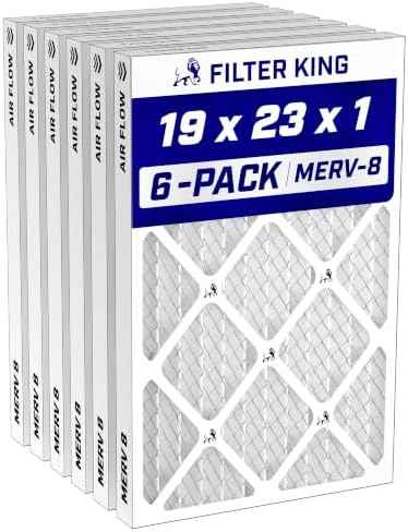 Filter King 19x23x1 MERV 8 Pleated HVAC Air Filters, 6-Pack