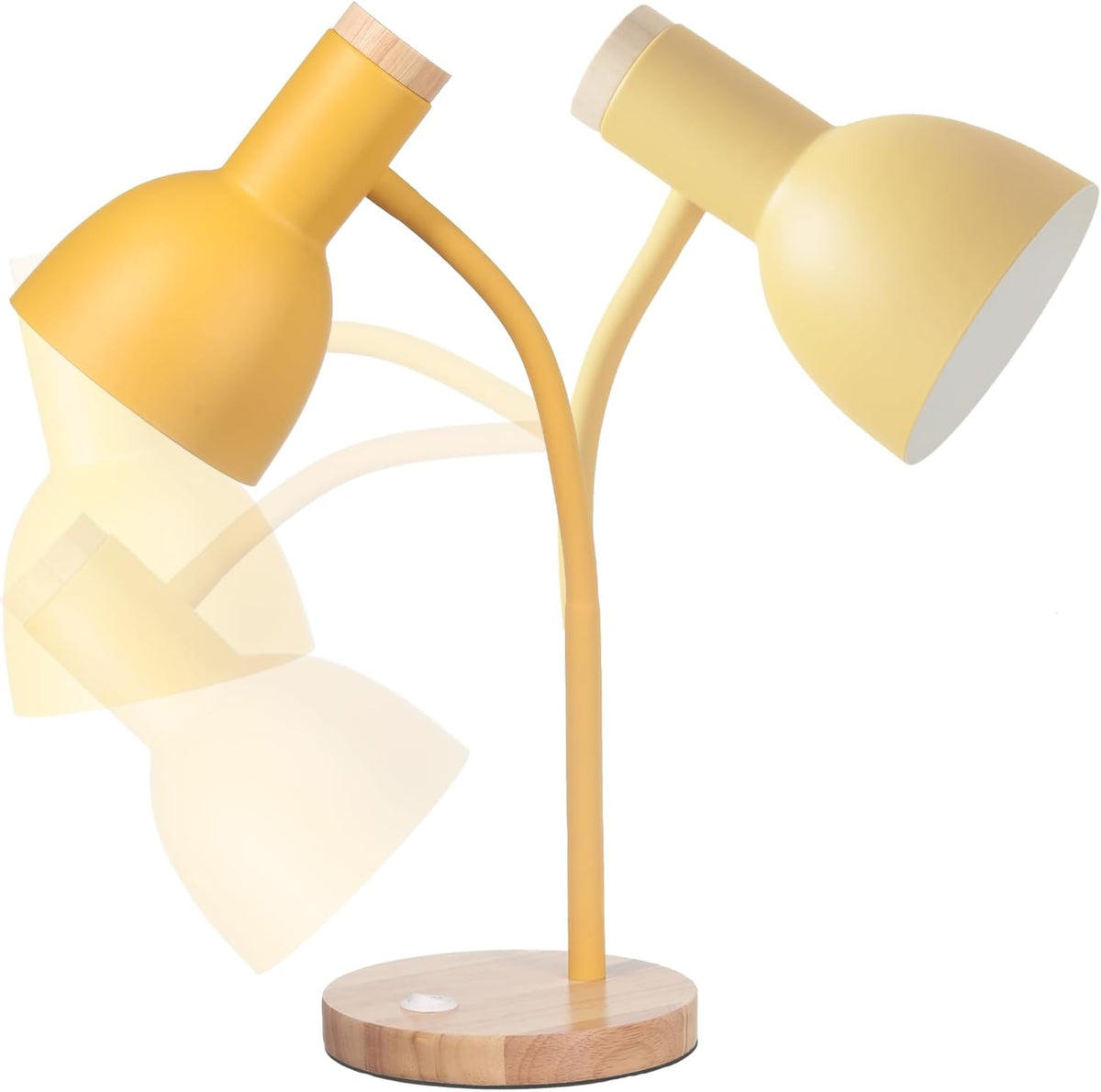 Adjustable Wooden Desk Lamp,Metal Shade Flexible Neck Table Lamp