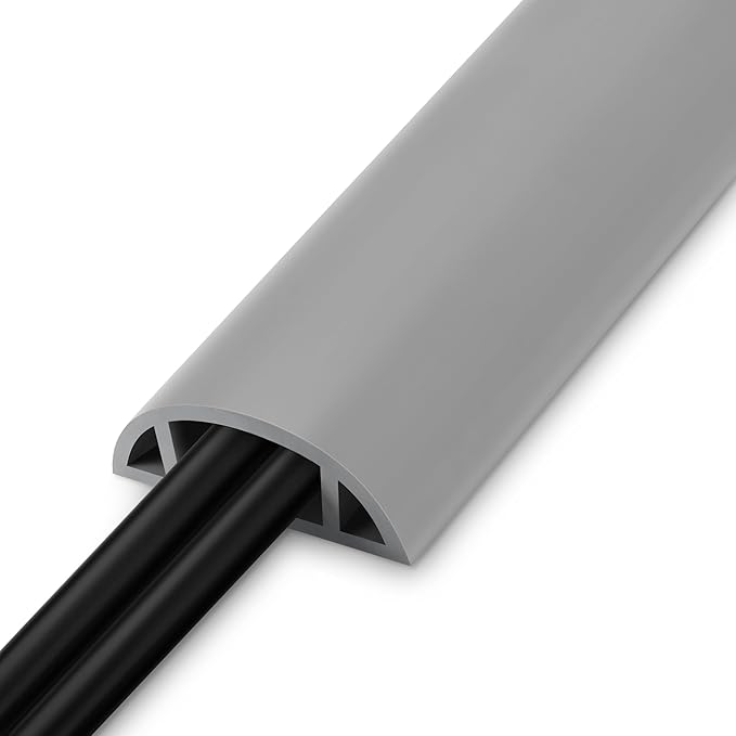 5.5FT Floor Cord Cover, Grey Soft Cable Cover Floor, Large Size Extension Cord Covers for Floor, Power Cord Protector Floor Wire Cover - Cord Channel Diameter: 0.7" (W) x 0.4" (H)