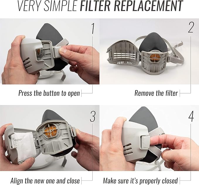 Reusable Respirator Mask with 7 Filters – Half Mask Respirator