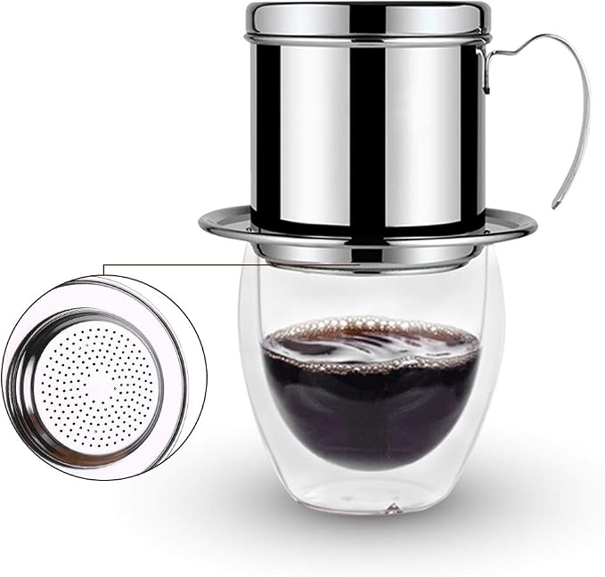 TOPINCN Vietnamese Coffee Drip Filter, Stainless Steel Pour Over Coffee Maker