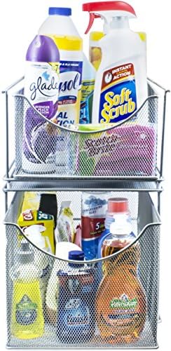 Sorbus Under Sink Organizer, Pull-Out Mesh Drawer (1 Drawer, Silver)