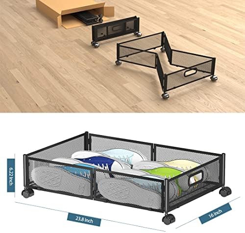 Foldable Bedroom Storage Organization with Handles - Under Bed Storage Containers with Wheels - Bins Drawer for Clothes, Blankets and Shoes