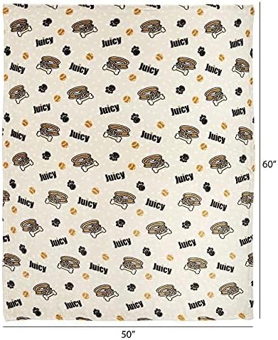 Juicy Couture Beige 50" x 60" Dog Blanket – Plush Puppy Throw, Printed, Breathable, Lightweight, Machine Washable, for Small Medium & Large Pets