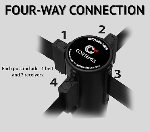 Montour Line MSR760 Set of 2 Retractable Belt Barrier Stanchion, Rubber Base, Red Post (35 ft Dark Blue Belt)