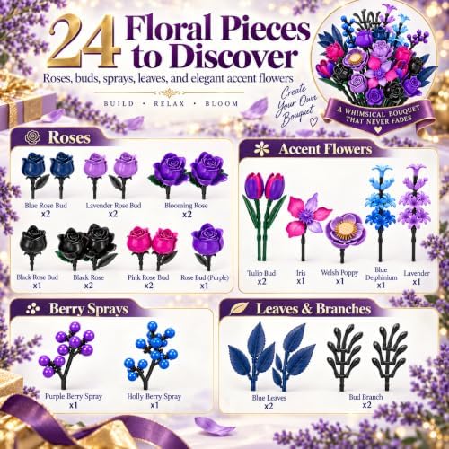 24 Flower Bouquet Advent Calendar 2026 Building Set, Big Gift Box